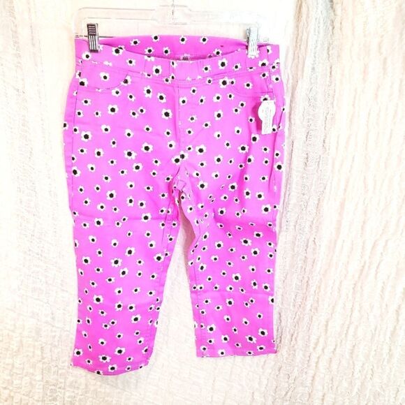 Total Girl Pink Floral Print Capris Girls Plus Size 12 1/2 - Picture 2 of 8